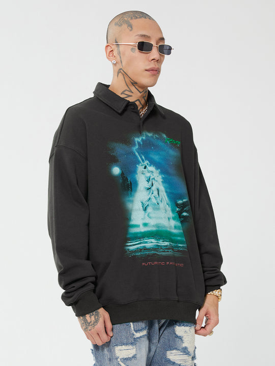 F2CE Retro Vintage Print Polo Sweatshirts | Face 3 Face