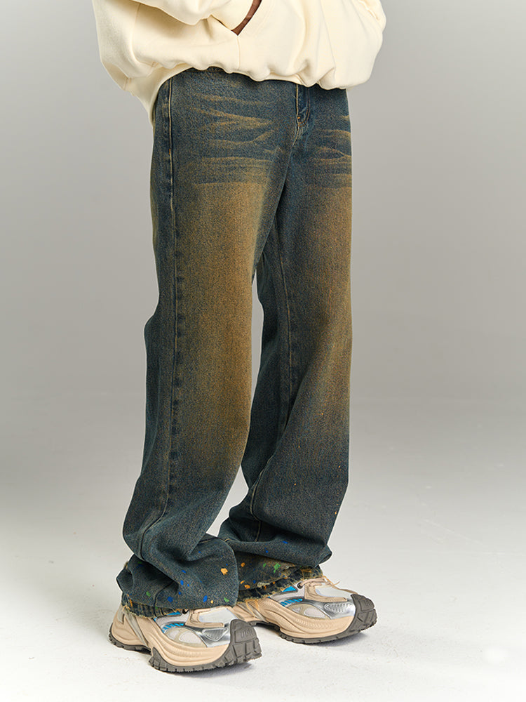 YADcrew Washed Ink Destruction Denim Jeans