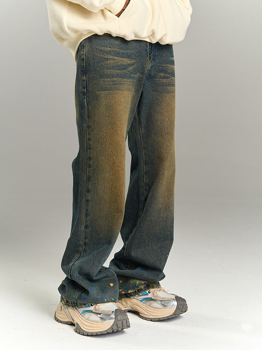 YADcrew Washed Ink Destruction Denim Jeans