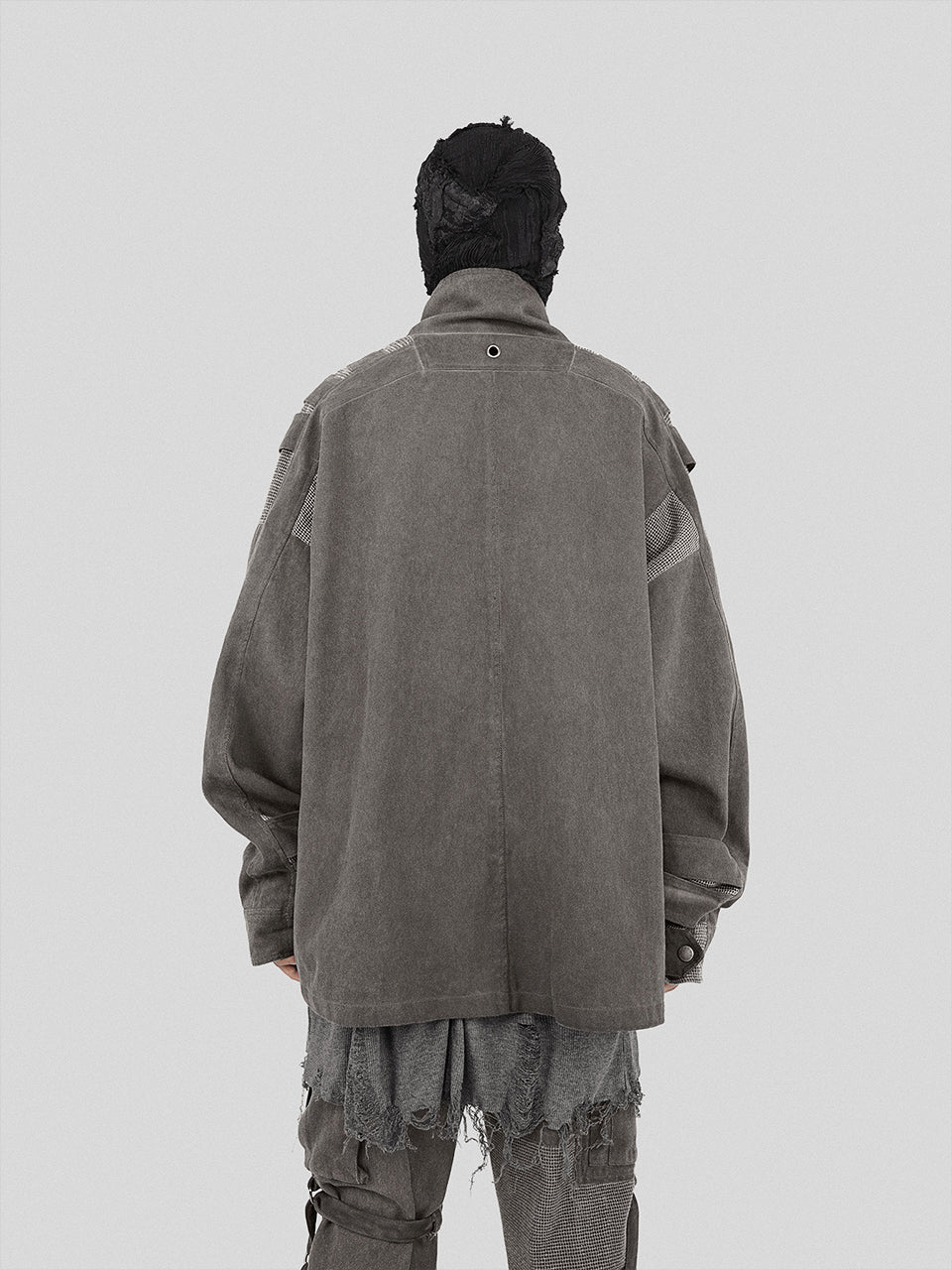 UNDERWATER Dirty Wash Scavenger Mesh Patchwork Bandage Jacket