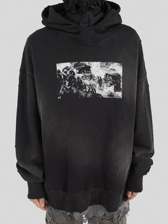 UNDERWATER The Deluge Printed Faded Hoodie