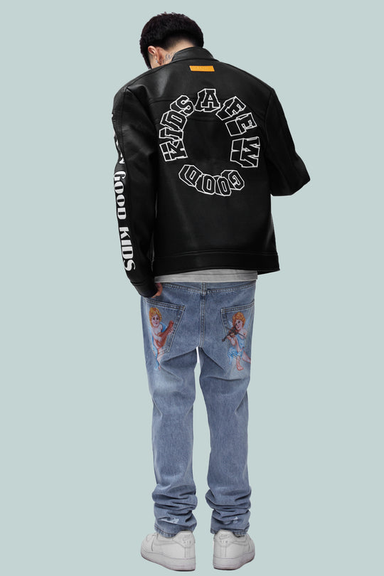 AFGK 3D Logo Single Biker Jacket | Face 3 Face