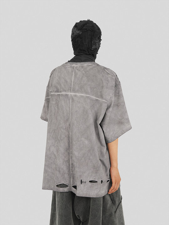 UNDERWATER Destruction Cross Deconstruction Zipper Tee Gray