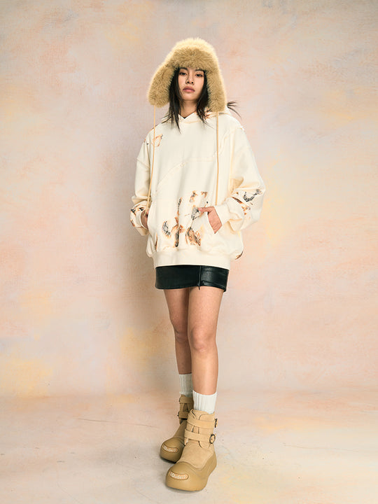 YADcrew Fire Burn Lace Broken Seam Hoodie