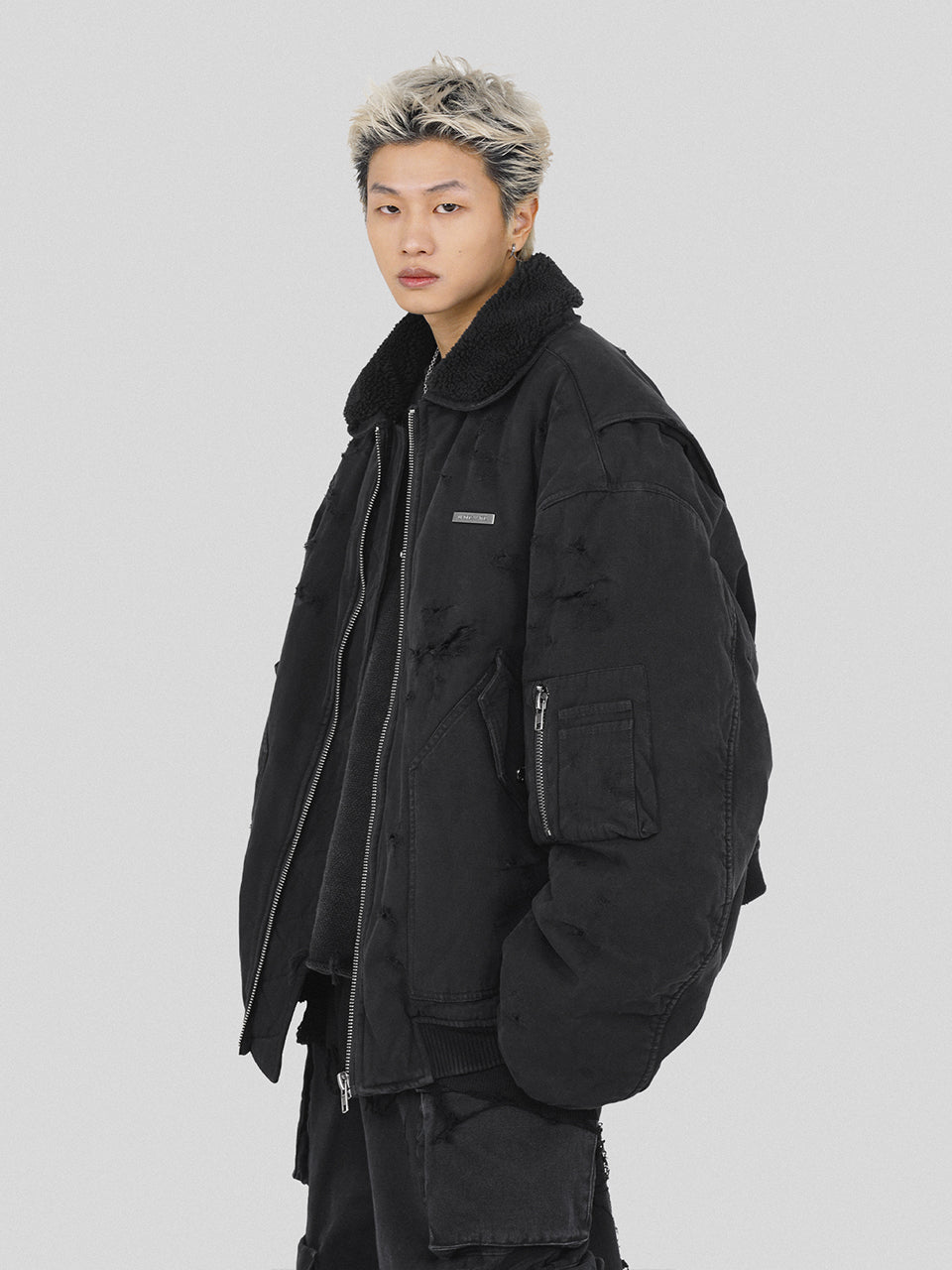 UNDERWATER Washed Destroyed Padded B-15 Jacket