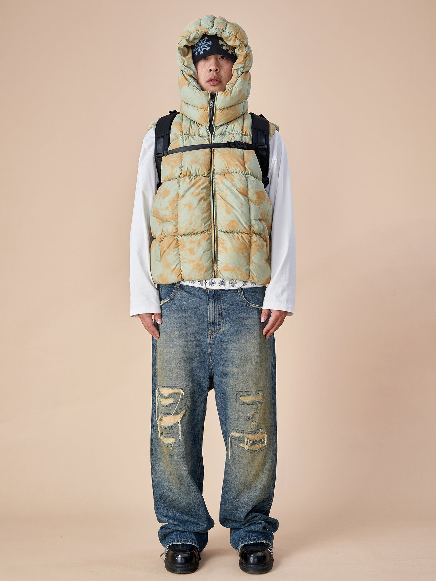 EVILKNIGHT(EK) Tie Dye Digitally Printed Zipper Vest