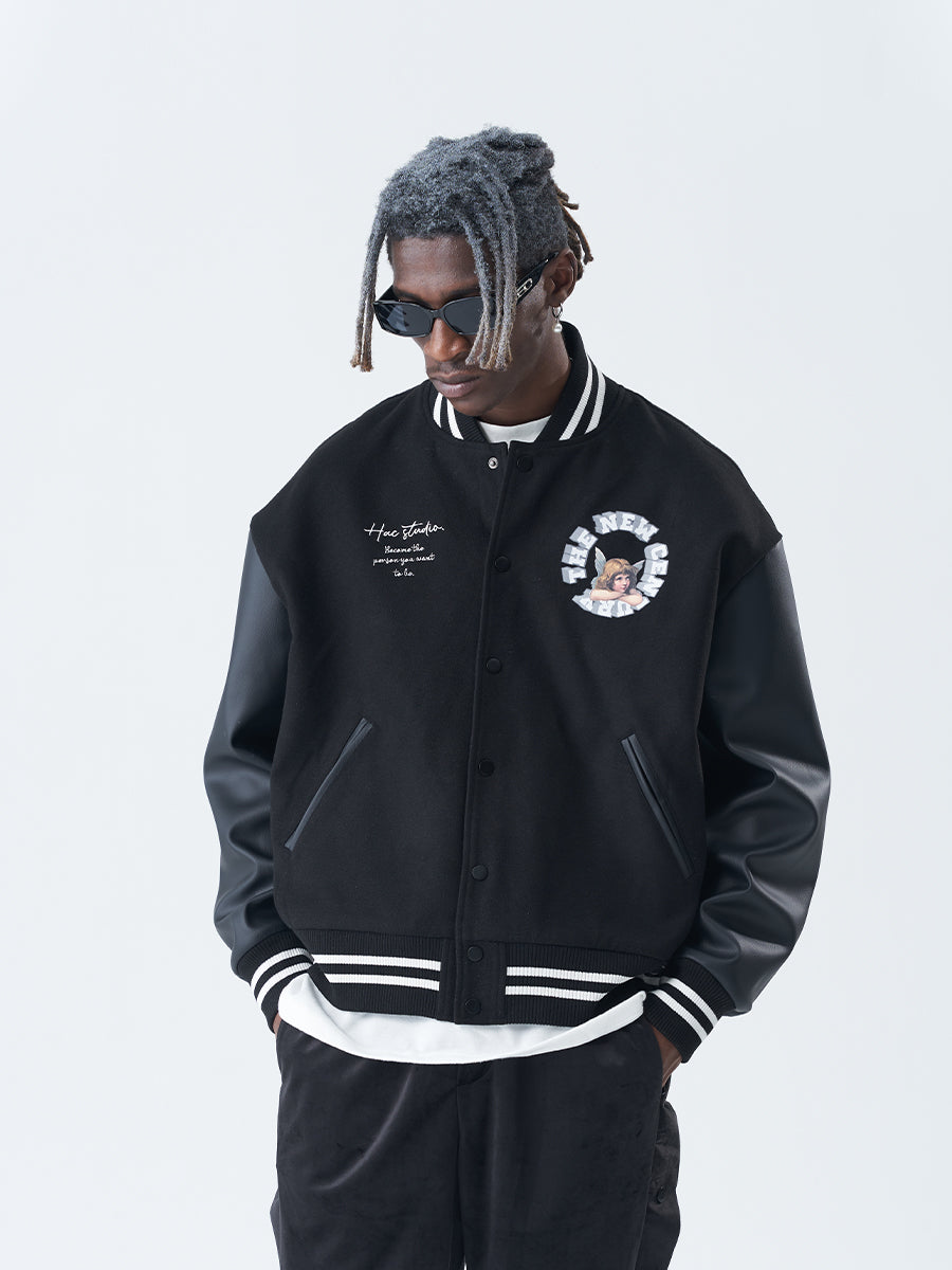 Harsh and Cruel 3D Ring Circular LOGO Angel Varsity Jacket | Face 3 Face