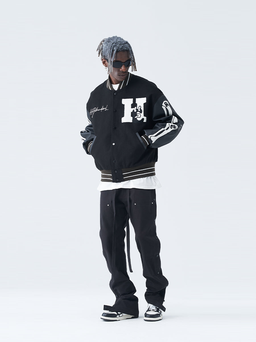 Harsh and Cruel Skeleton Bones Varsity Jacket | Face 3 Face