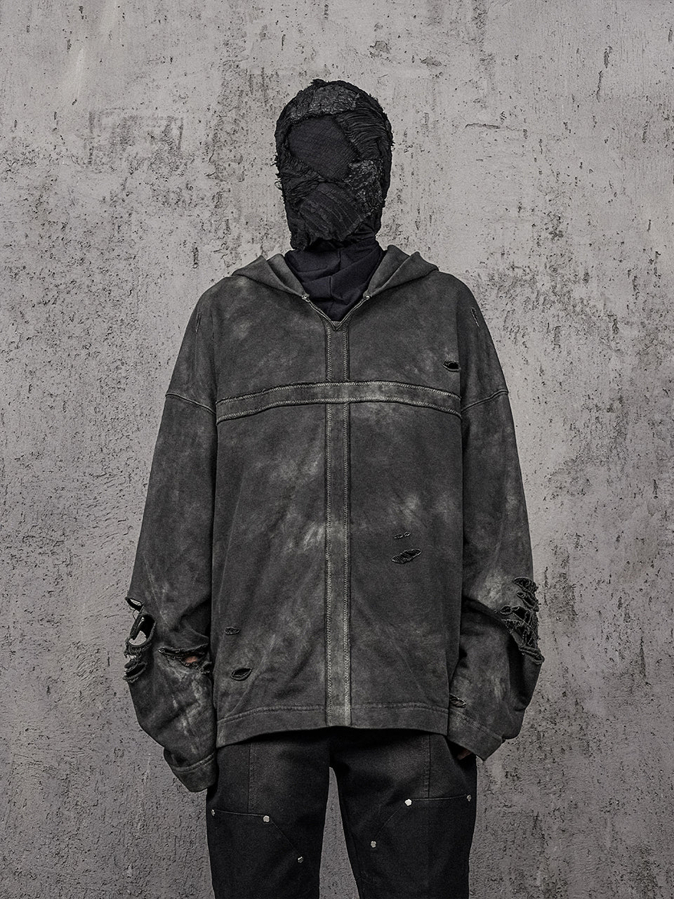 UNDERWATER Distressed Cross Stitching Hoodie