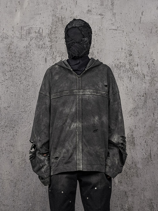 UNDERWATER Distressed Cross Stitching Hoodie