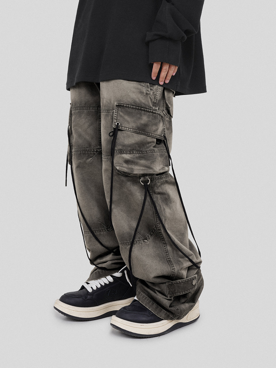 UNDERWATER Washed Multi Pocket Adjustable Cargo Work Pants