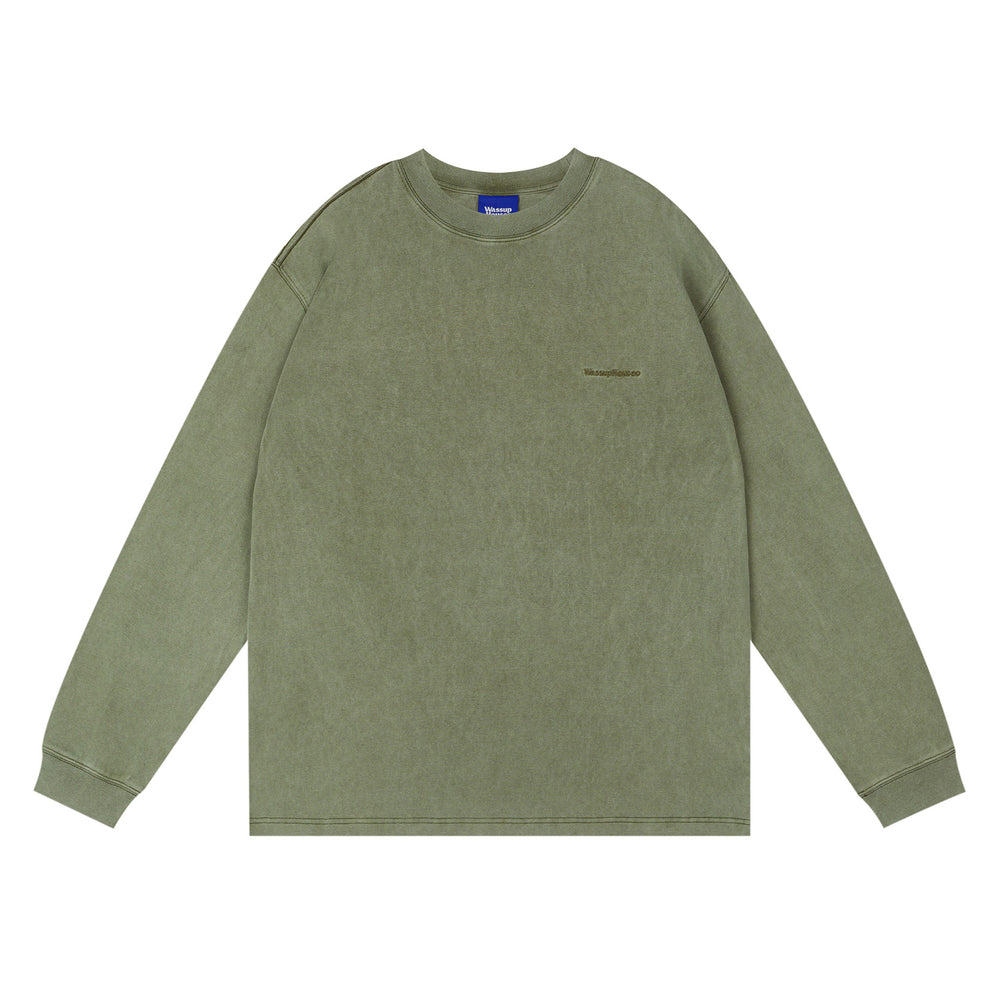 Wassup House Washed Faded Logo Long Sleeved Tee