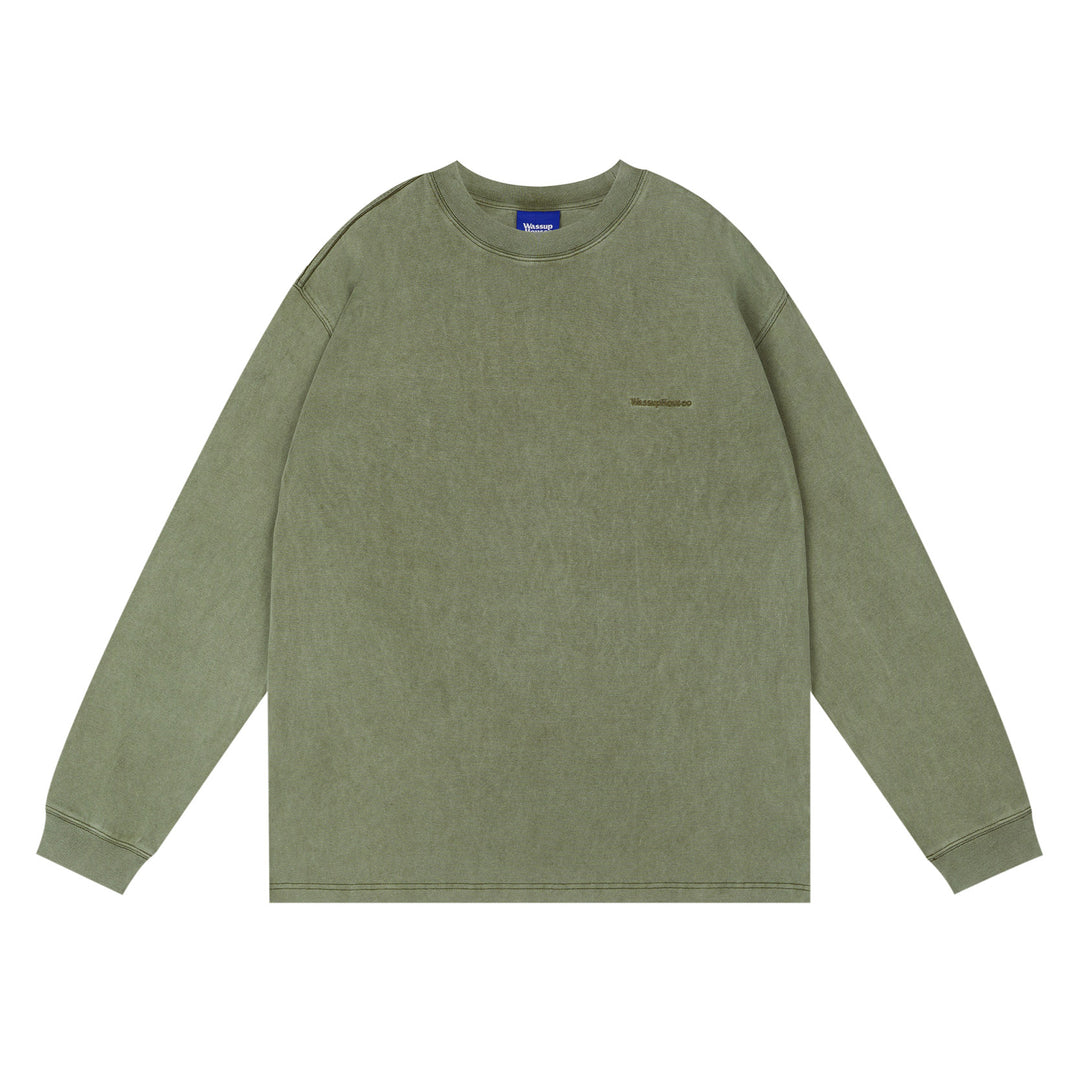 Wassup House Washed Faded Logo Long Sleeved Tee