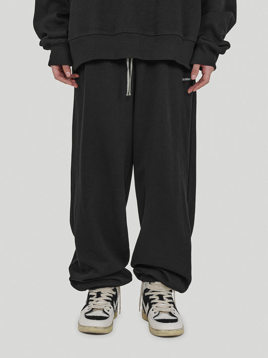 UNDERWATER Washed Basic Logo Embroidered Sweatpants