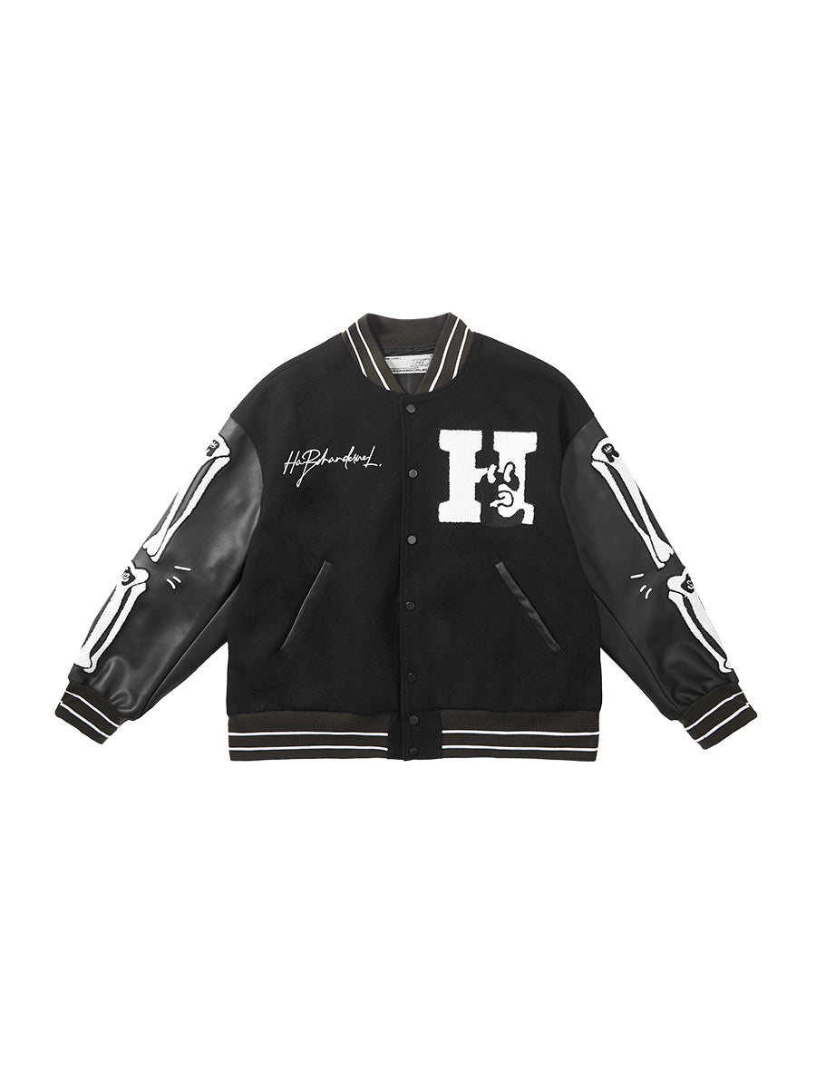Harsh and Cruel Skeleton Bones Varsity Jacket | Face 3 Face