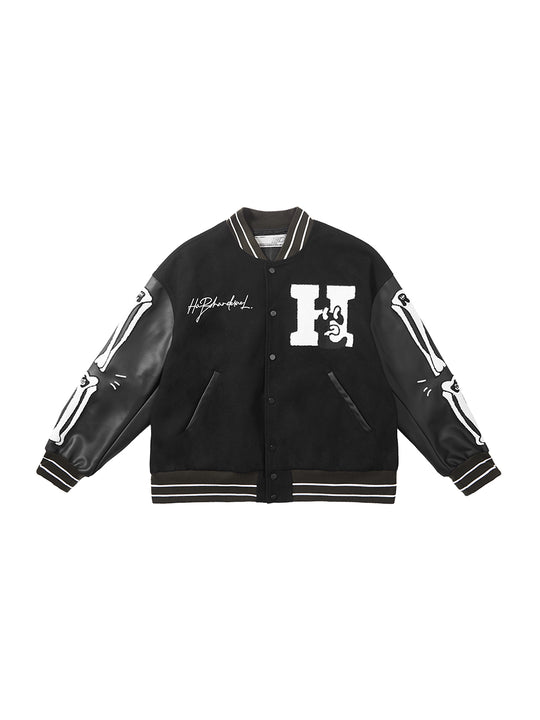 Harsh and Cruel Skeleton Bones Varsity Jacket | Face 3 Face