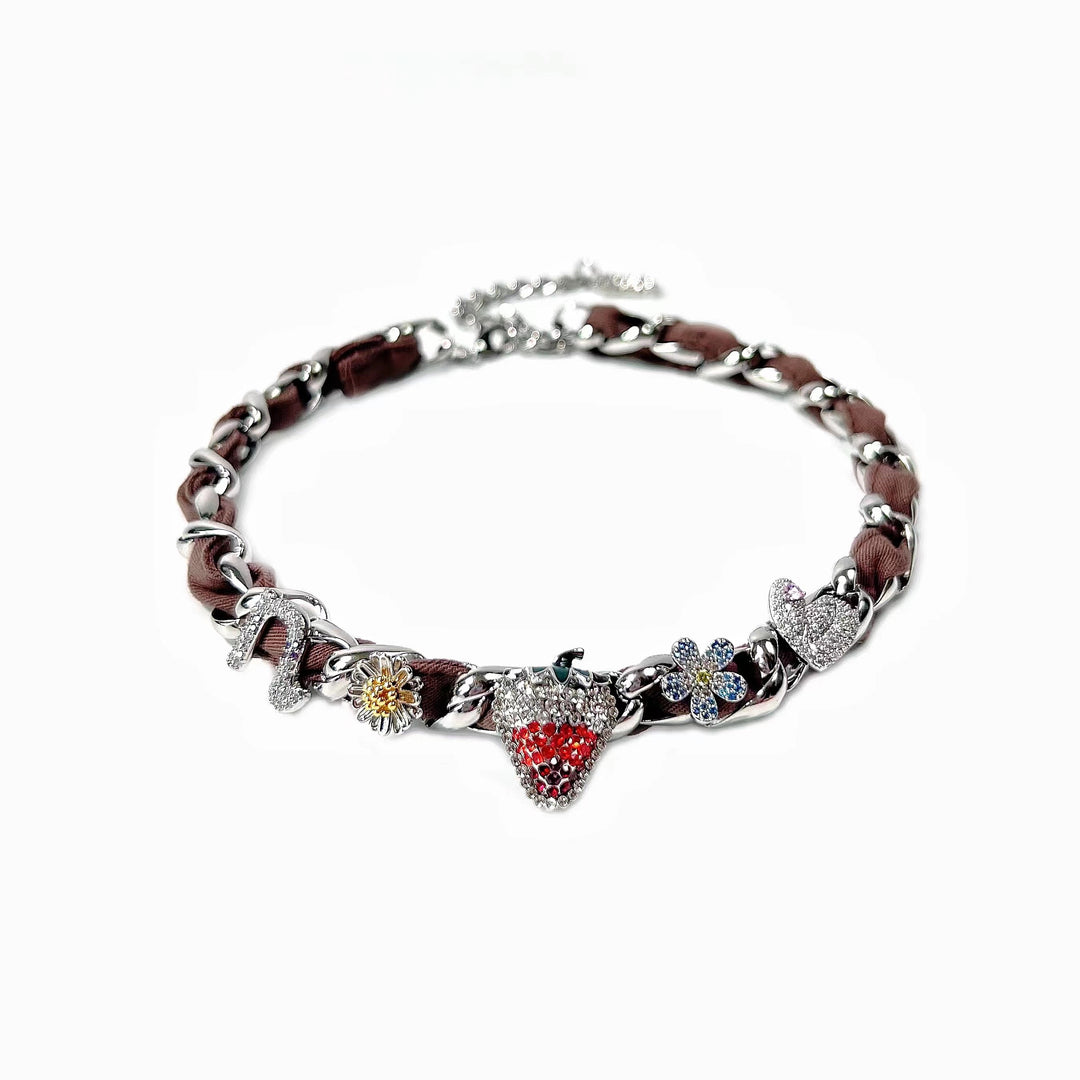 Nbostore Strawberry Full Of Diamonds Necklace