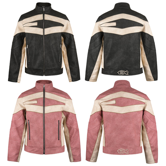 EVILKNIGHT(EK) Embroidery Biker Leather Jacket