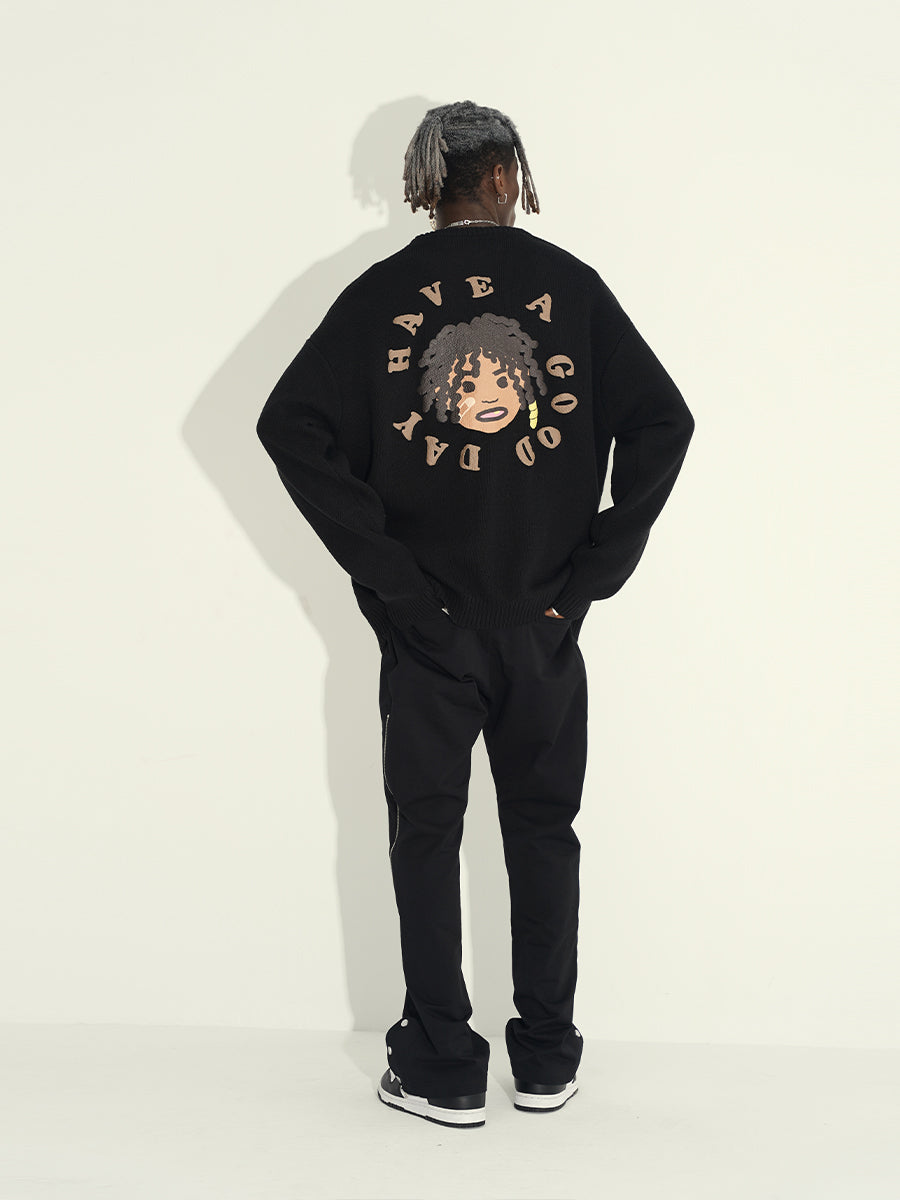 Harsh and Cruel Hand-Painted Kids Circular 3D LOGO Knit Sweater | Face 3 Face
