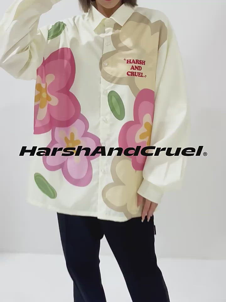 Harsh and Cruel Handpainted Cartoon Flowers L/S Shirt