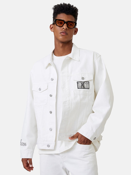 MEDM Casual Letter Logo Denim Jacket | Face 3 Face