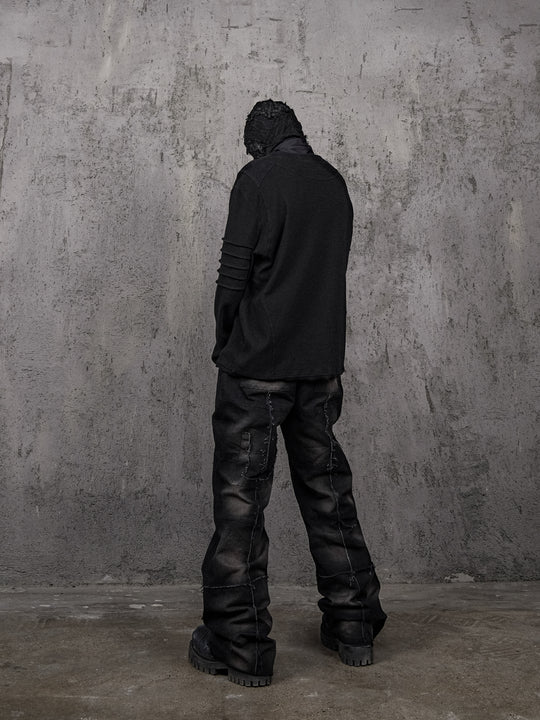 UNDERWATER Deconstructed Metal Rivets Canvas Cargo Work Pants