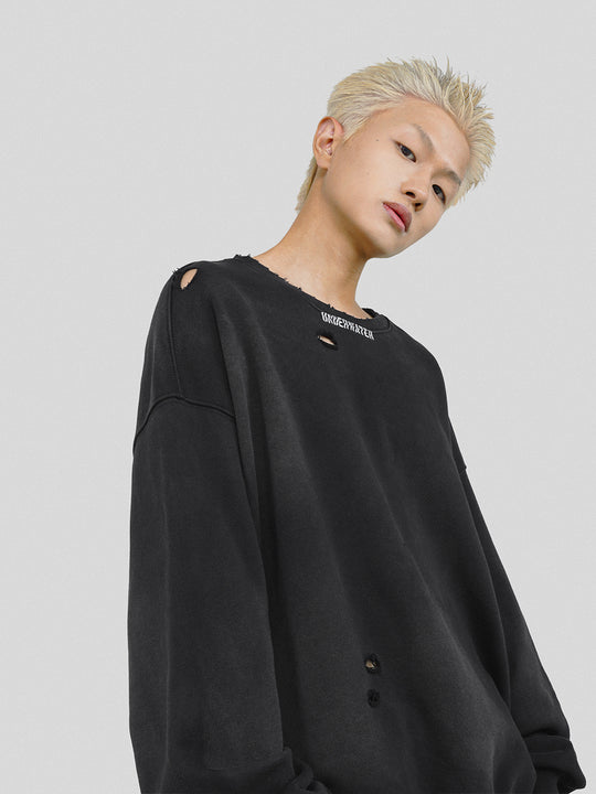 UNDERWATER Mottled Aged Logo Print Sweatshirt