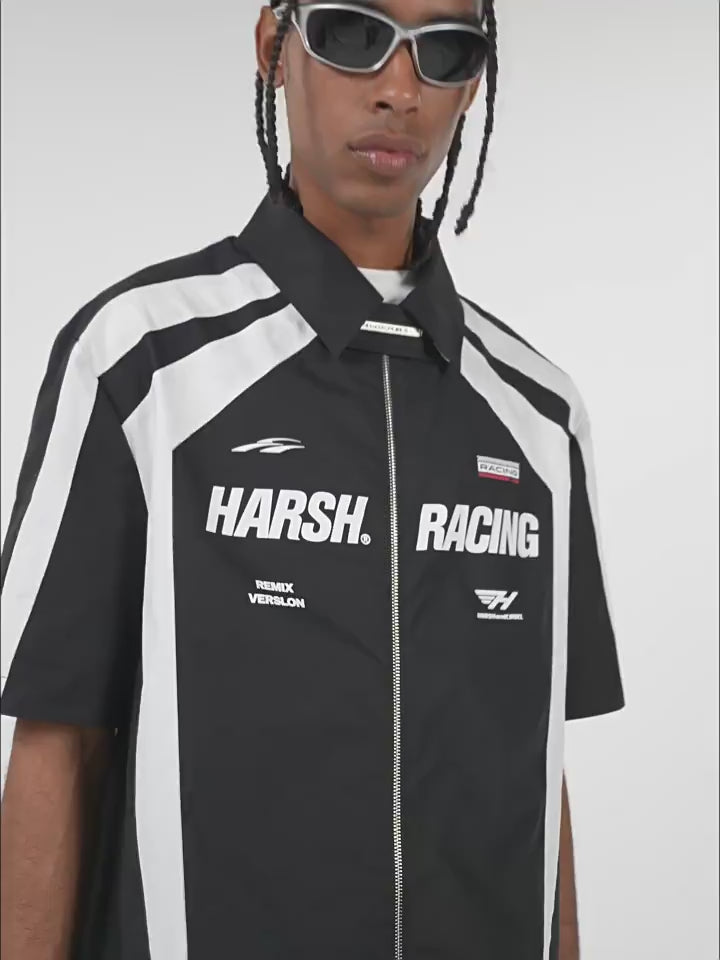 Harsh and Cruel Contrast Color Racing Short Sleeve Shirt