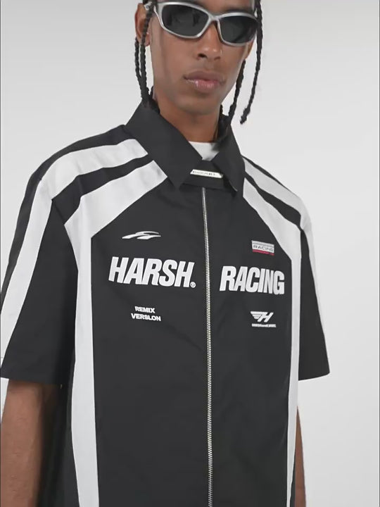 Harsh and Cruel Contrast Color Racing Short Sleeve Shirt