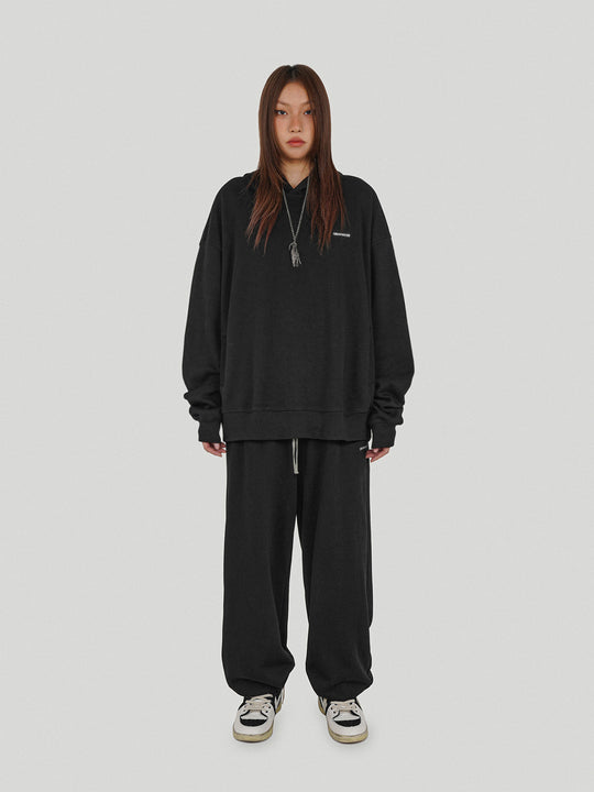 UNDERWATER Washed Basic Logo Embroidered Sweatpants