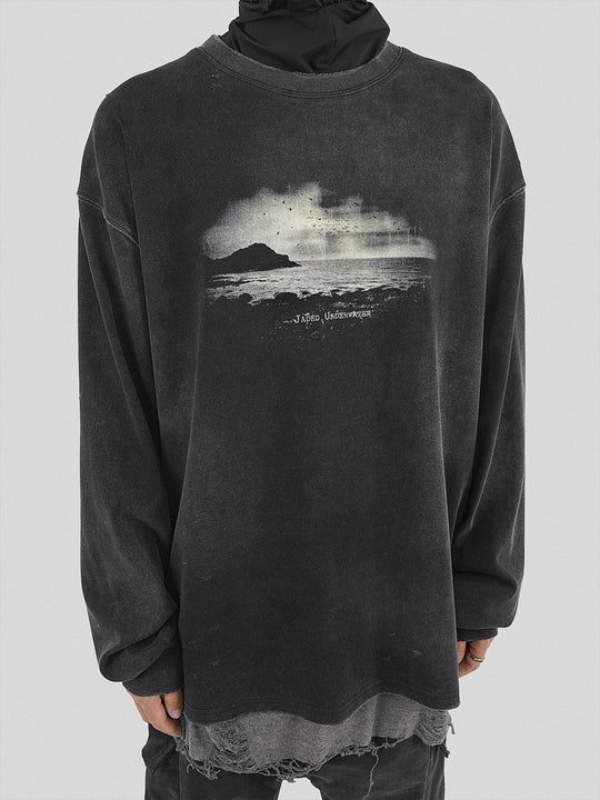 UNDERWATER Isolated Island Printed Long Sleeve Tee