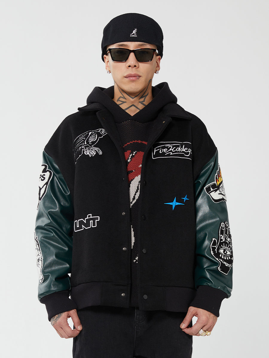 F2CE Towel Embroidered Wool Varsity Jacket | Face 3 Face