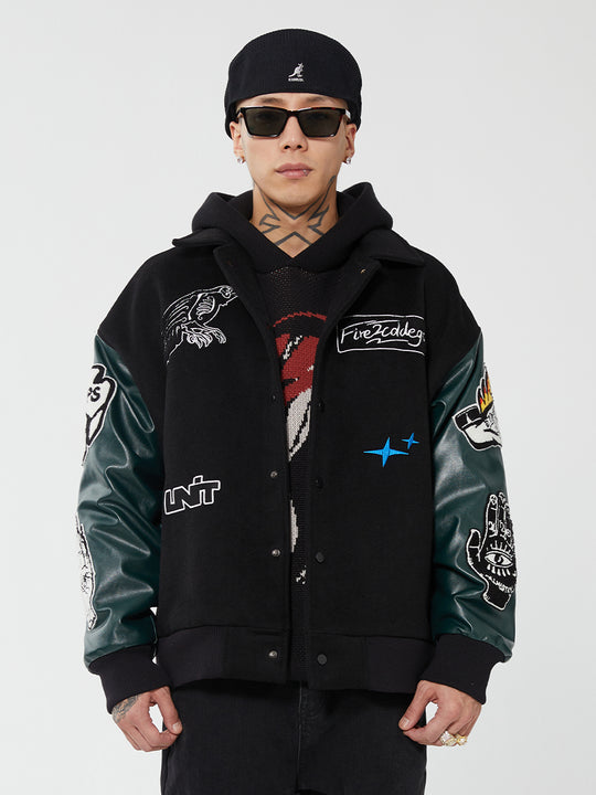 F2CE Towel Embroidered Wool Varsity Jacket | Face 3 Face