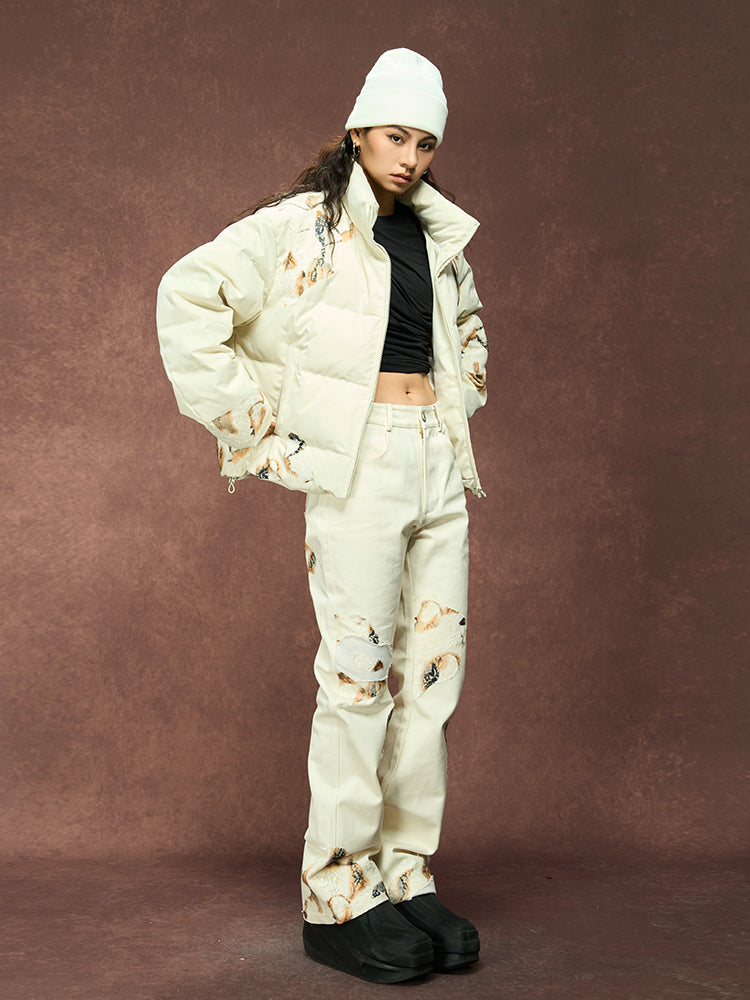 YADcrew Flame Lace Short Down Jacket