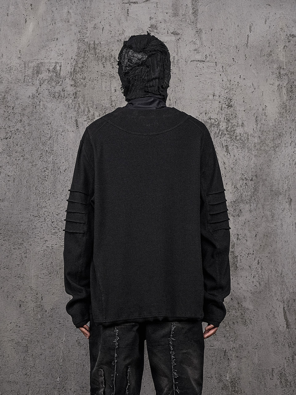 UNDERWATER Washed Pleated Deconstructed Patchwork Sweatshirt Black