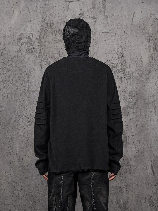 UNDERWATER Washed Pleated Deconstructed Patchwork Sweatshirt Black