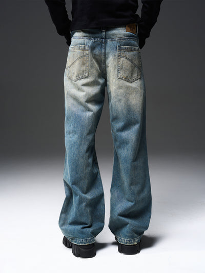 BLIND NO PLAN Old Mud Dye Straight Leg Denim Jeans