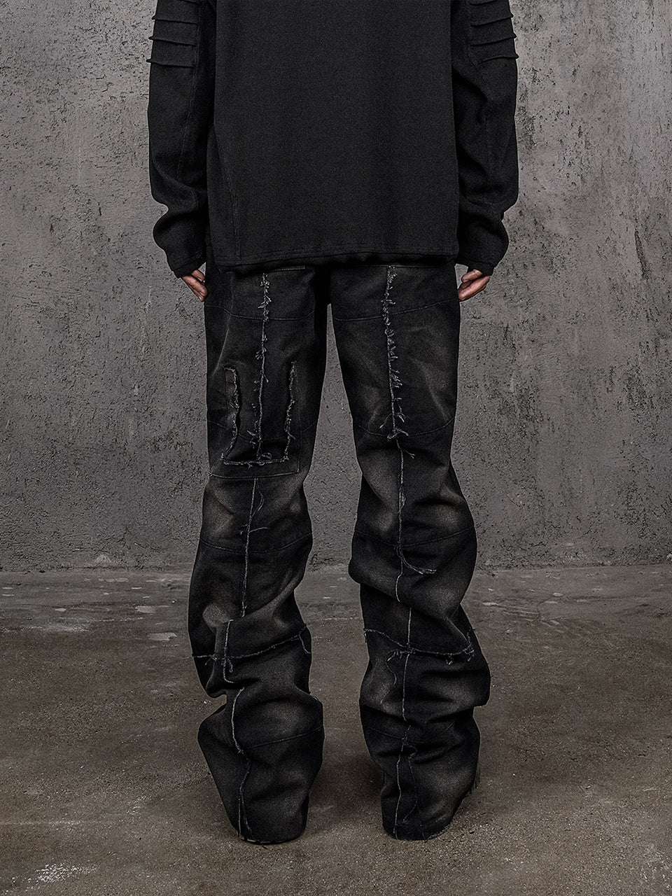 UNDERWATER Deconstructed Metal Rivets Canvas Cargo Work Pants