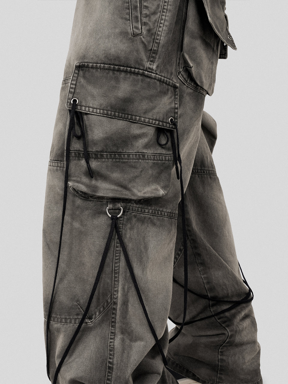 UNDERWATER Washed Multi Pocket Adjustable Cargo Work Pants