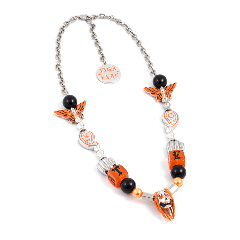 SALUTE TYGA x *EVAE+ Tiger Amber Dice Cashew Flower Butterfly Necklace | Face 3 Face