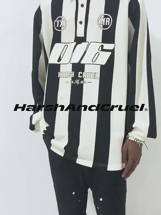 Harsh and Cruel Striped Logo L/S Jersey Shirt
