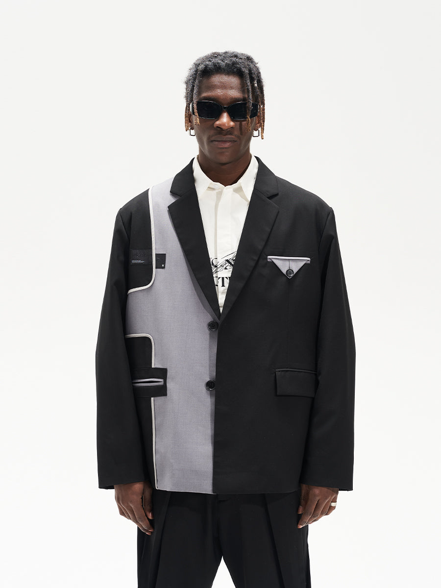 Harsh and Cruel Deconstructed Reversal Stitching Contrast Suit Jacket | Face 3 Face
