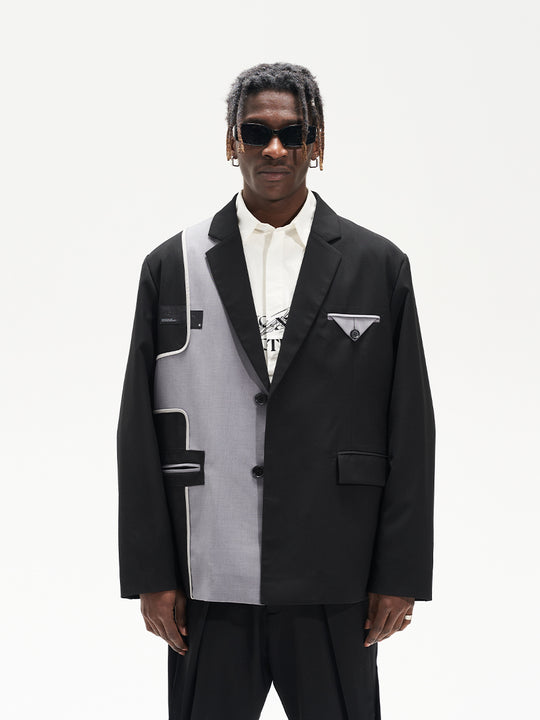 Harsh and Cruel Deconstructed Reversal Stitching Contrast Suit Jacket | Face 3 Face