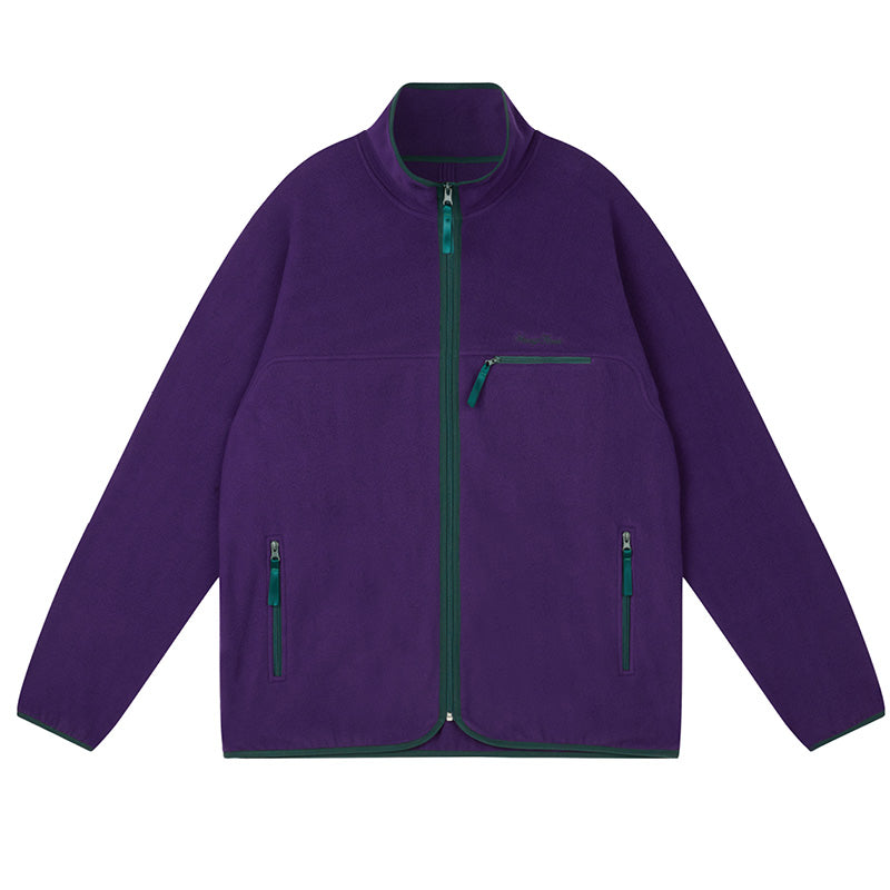 Wassup House Contrasting Edge Zipper Fleece Jacket