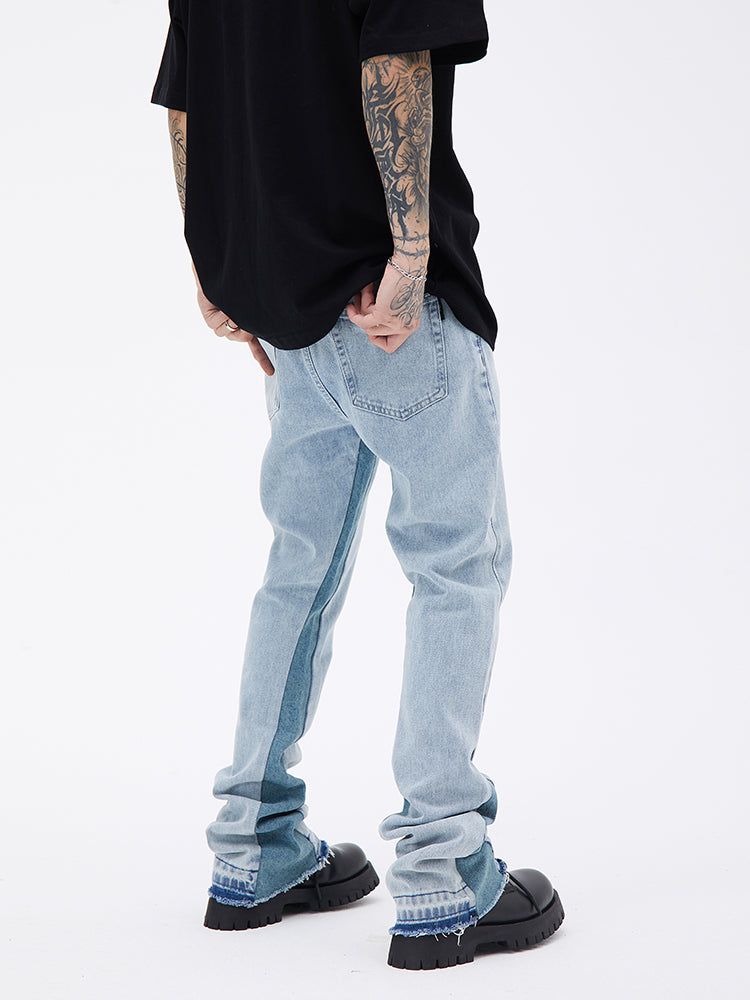 Baggy Flare Jeans With Panel Insert
