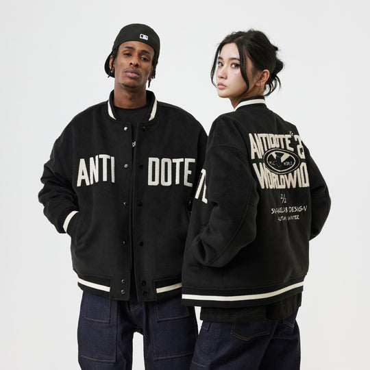 ANTIDOTE LOGO Woolen Embroidered Varsity Jacket | Face 3 Face