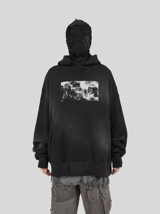 UNDERWATER The Deluge Printed Faded Hoodie