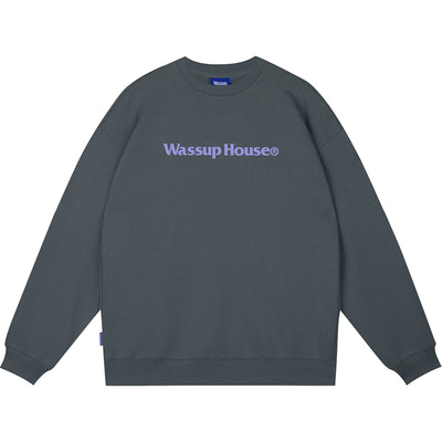 Wassup House Basic Printing Logo Sweatshirt slate gray