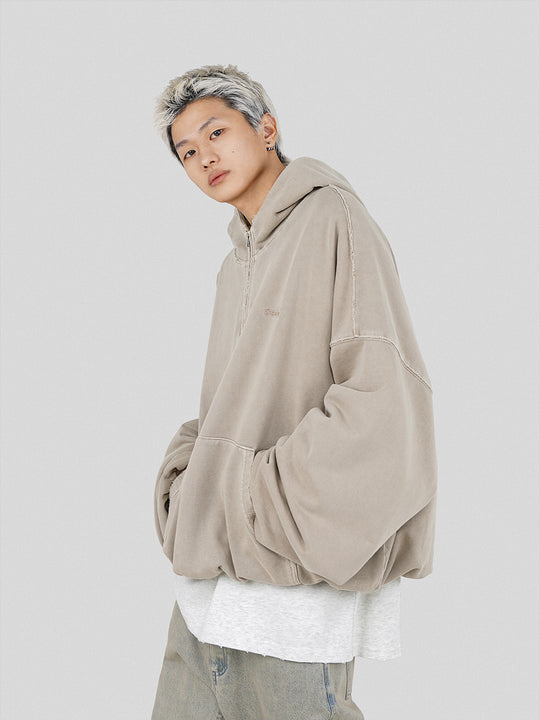 UNDERWATER Batik Elevated Half Zip Embroidery Hoodie