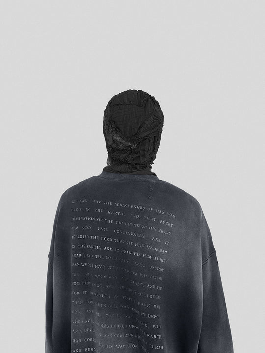 UNDERWATER Destruction The Deluge Faded Print Sweatshirt